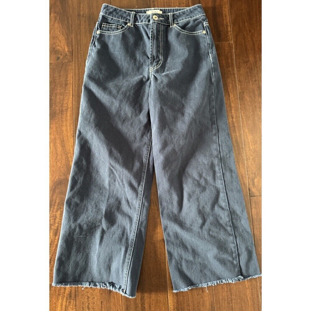 Forever 21 Jeans Women’s Wide Leg Crop High Waist dark blue size 24 hippie boho